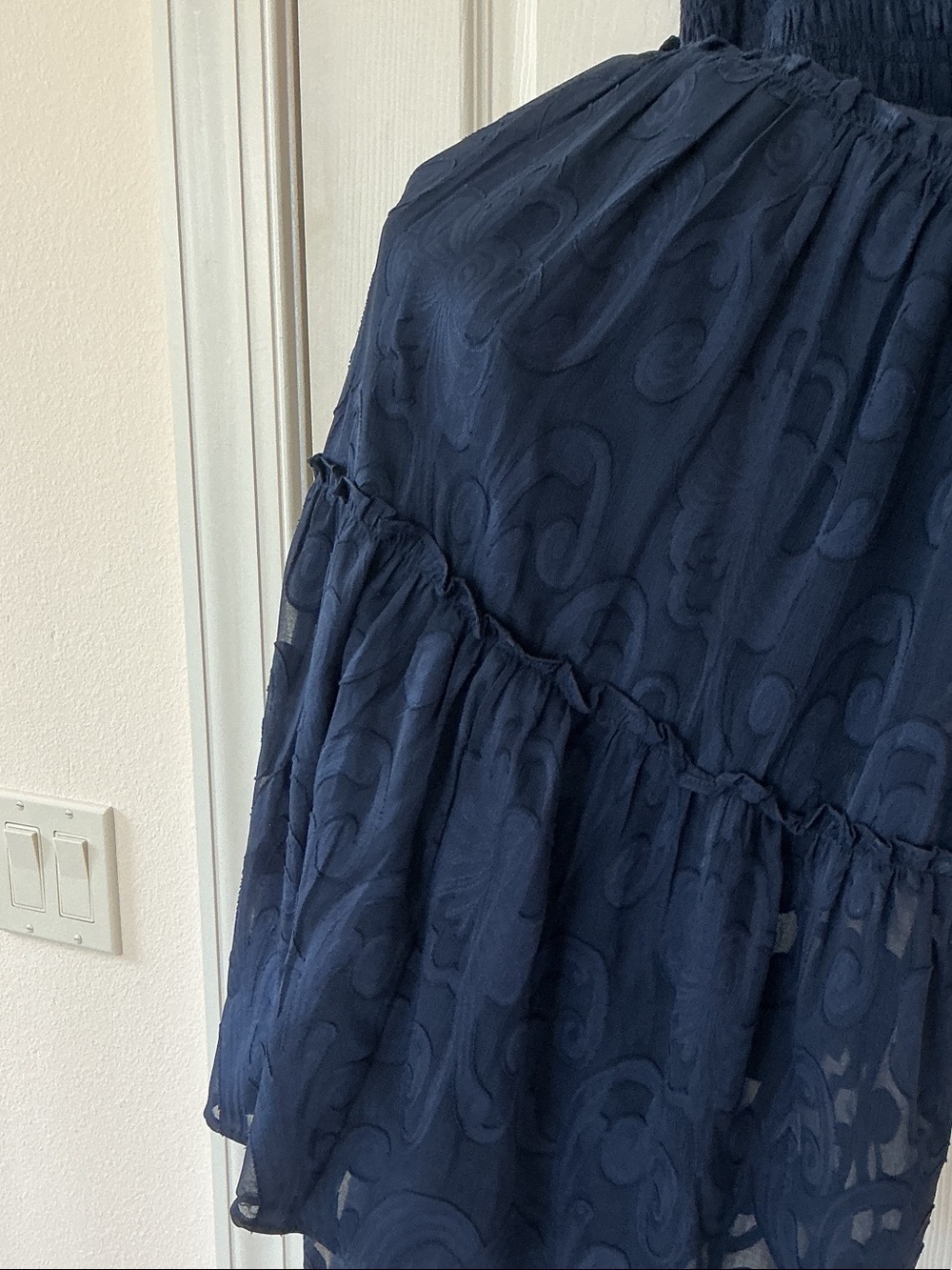 Lilly Pulitzer Navy Smocked Tiered Maxi Dress with Ruffled Straps - Picture 4 of 6